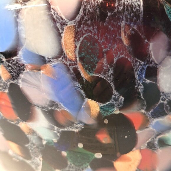 Azzurra Italy Vase Mouth Blown Italian Purple, Blue Copper Veteria Flaw 9 in - Picture 9 of 12